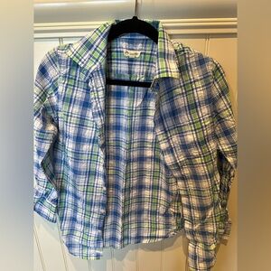 APPAMAN Boys SIZE 14 Blue White & Green Plaid Button Down Shirt